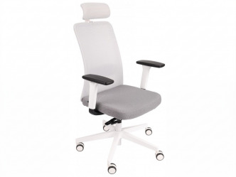 GRO-Nico WS HD White ergonomikus forgószék deréktámasszal és fejtámlával